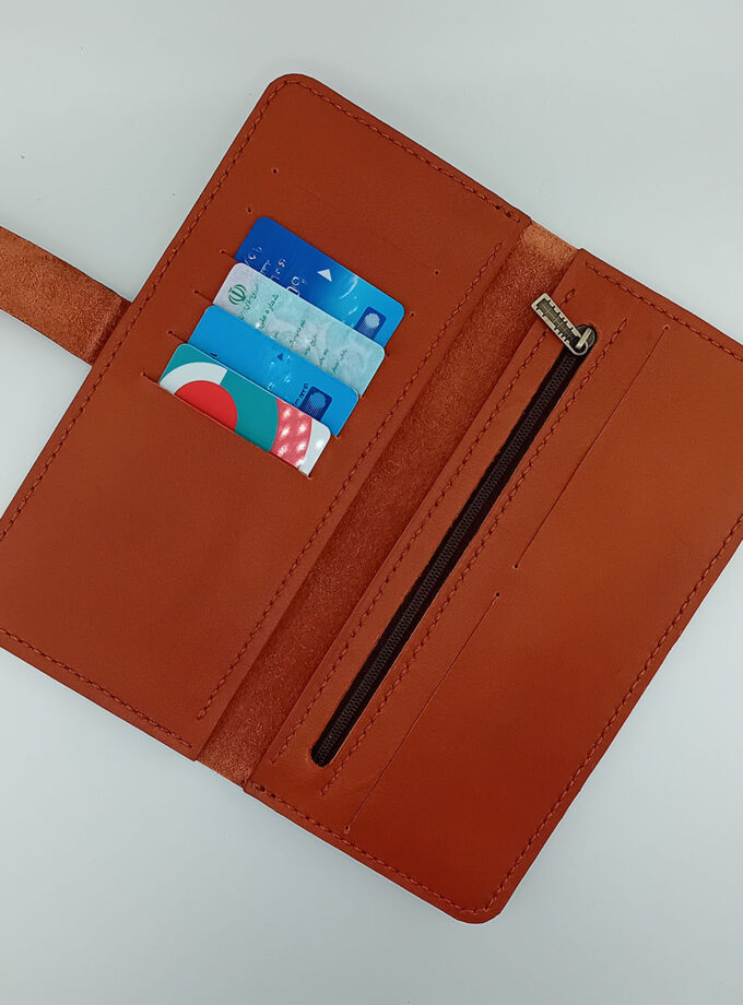 کیف پول کتی تمام چرم دست دوز کد: W-105