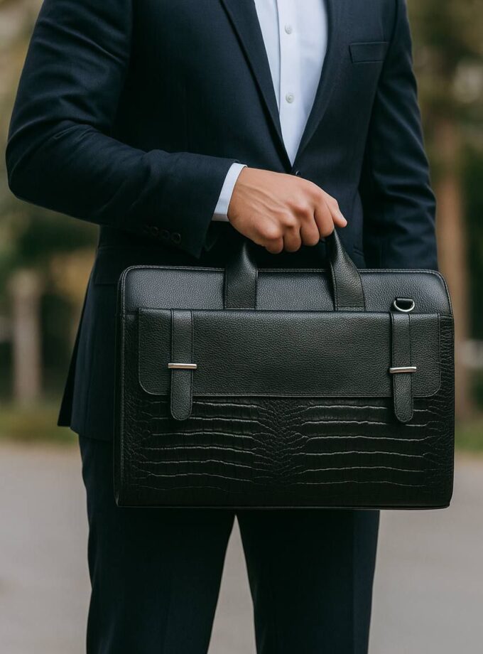 کیف اداری چرم دوزبانه کد p102